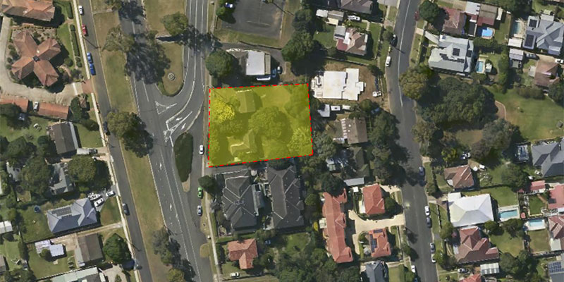 Aerial view of building site mapped out for Menangle